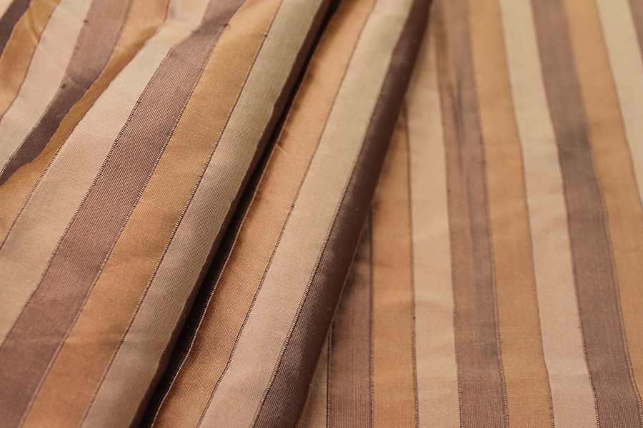 Wide Striped Silk Dupion - Browns