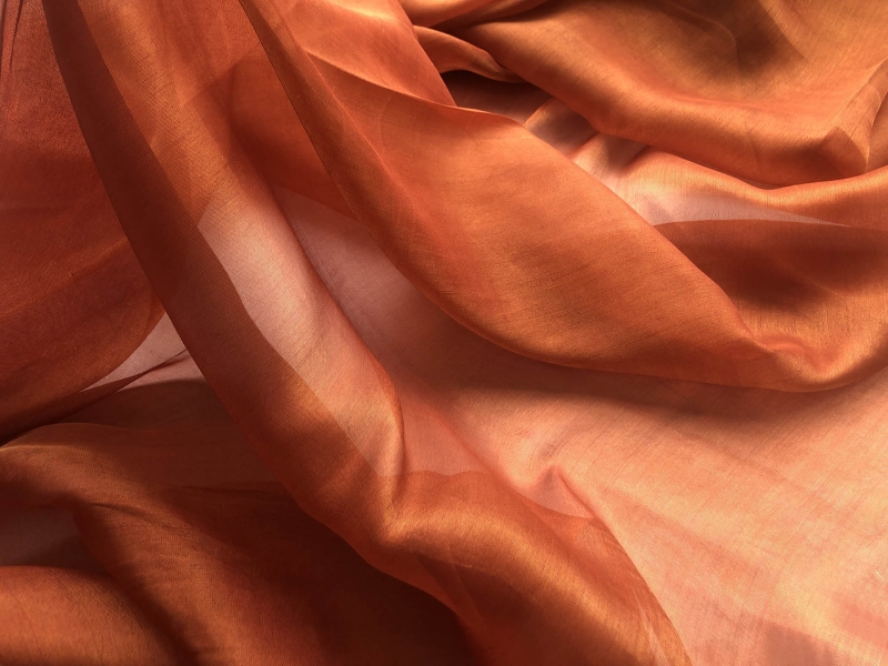 Silk Metallic Chiffon - Orange/Gold