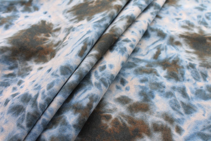 Italian Stretch Denim - Blue Tie-dye