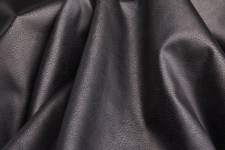 Soft Drapy Metallic Leather Look - Inky Brown Black