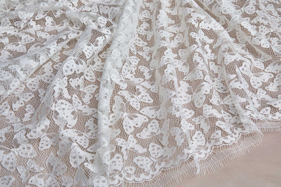 NEW BRIDAL - French Leavers Lace with Butterflies - Ivory