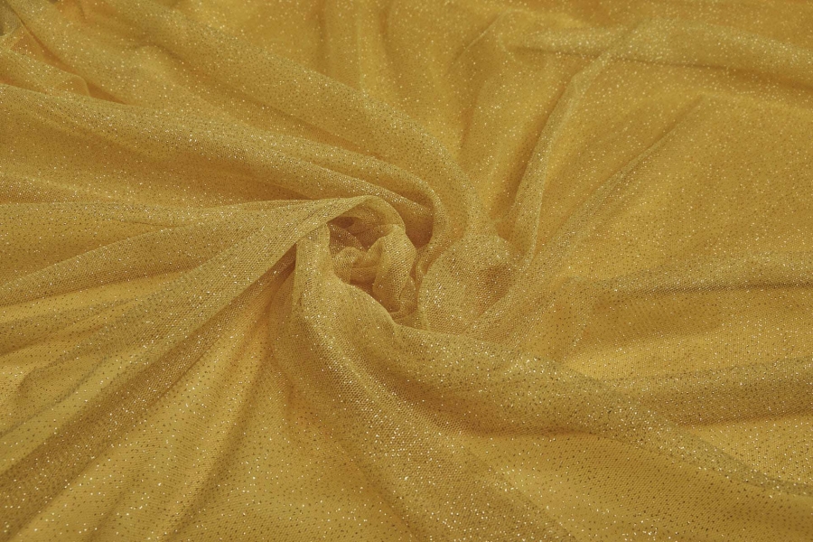 Mustard Yellow and Gold Glitter Tulle
