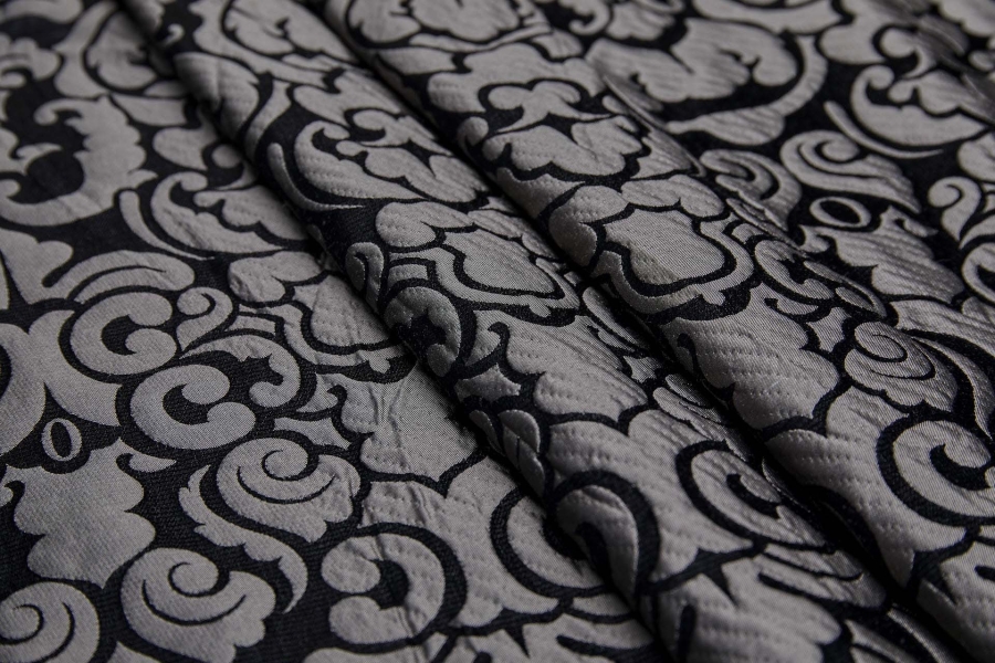 Large Scale Cloaqué Style Brocade - Black and Grey