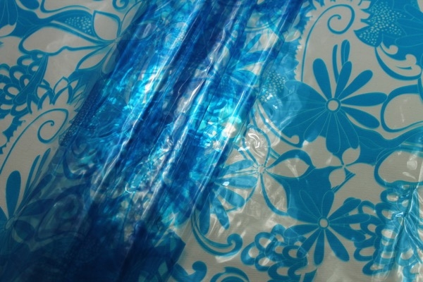 Floral Printed Clear Plastic - Blue