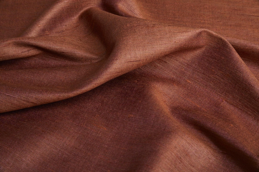 Rust Textured Raw Silk