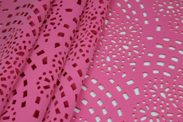 Perforated Scuba Jersey - Laser Cut Snowflake - Pale Pink