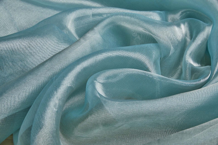 Silk Organza - Metallic Aqua