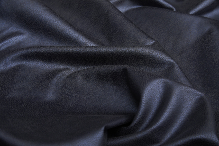 Soft Drapy Metallic Leather Look - Inky Blue Black