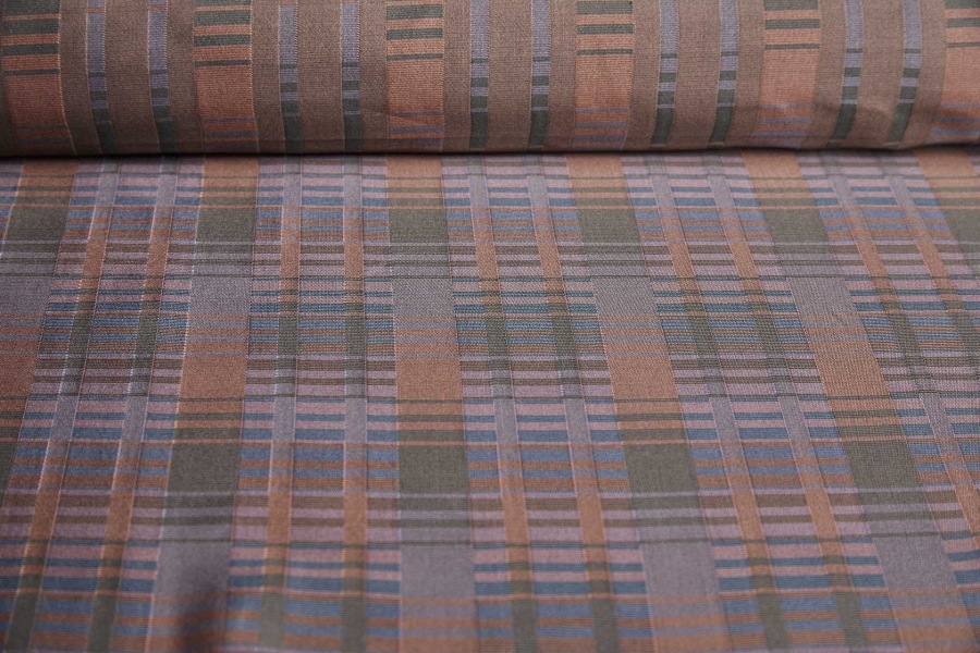 Reversible Stripe Brocade - Coral, Blue and Green