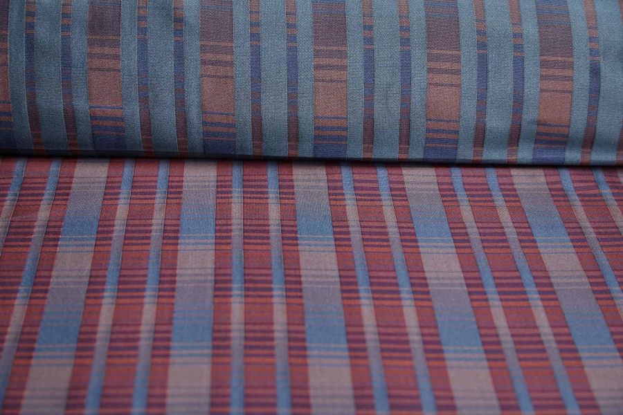 Reversible Stripe Brocade - Red, Teal and Navy