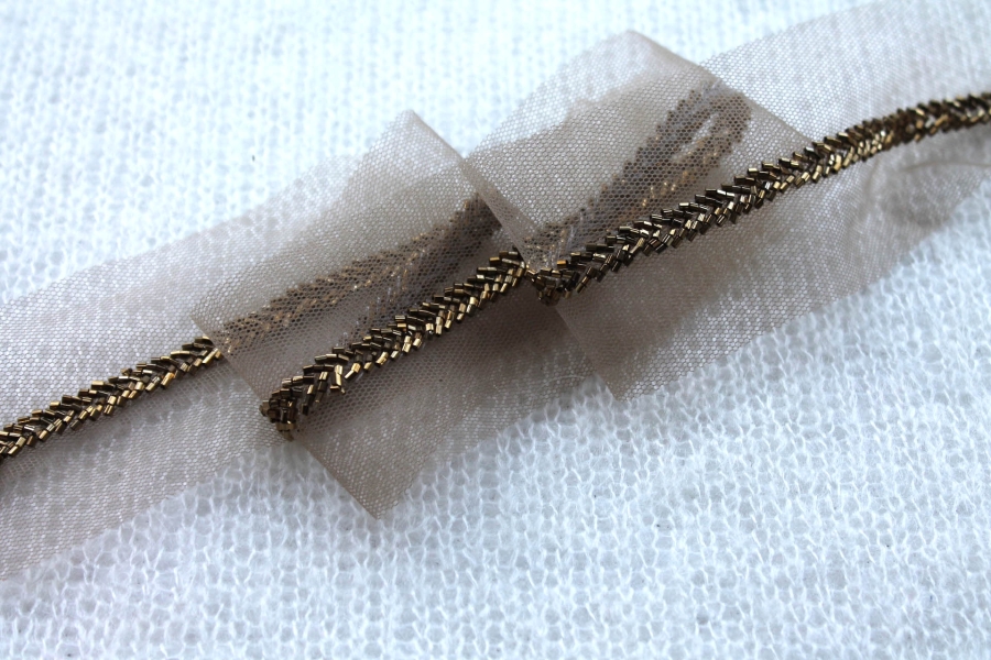 Beaded Micro Trim - Antique Gold - Herringbone