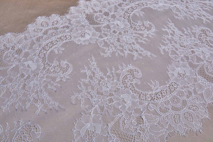 NEW BRIDAL - Chantilly Lace Trim - White - Double Scallop