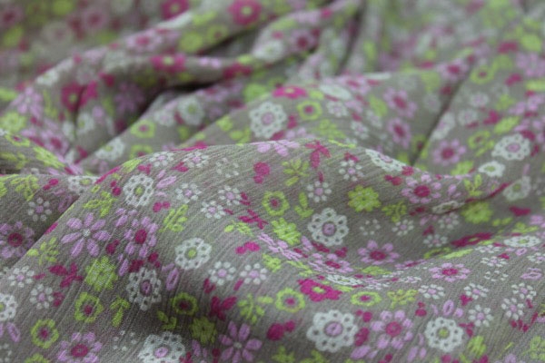 Floral Printed Chiffon - Pinks and Greens