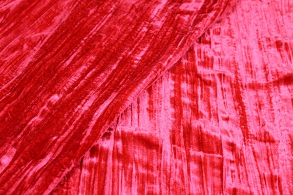 Crushed Viscose Velvet - Red