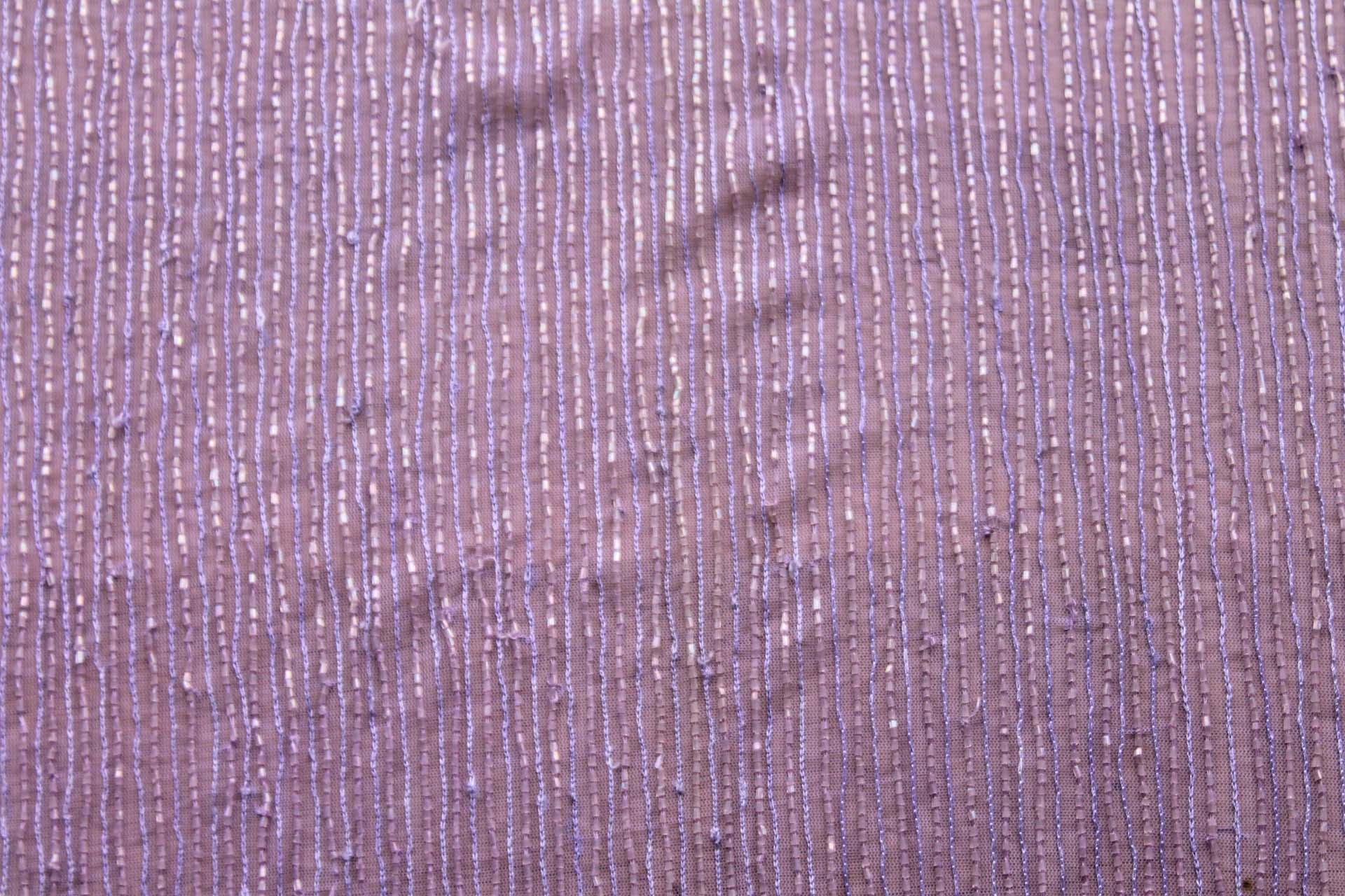 Lilac Tulle with Embroidered and Bugle Beaded Stripes fabric, image 5 of 6