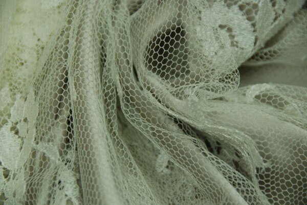 Cream Leavers lace in a graduated floral pattern with detailed scallop
