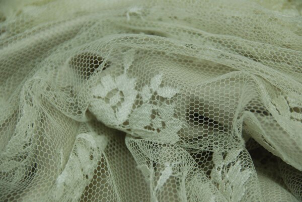 Cream Leavers lace in a graduated floral pattern with detailed scallop