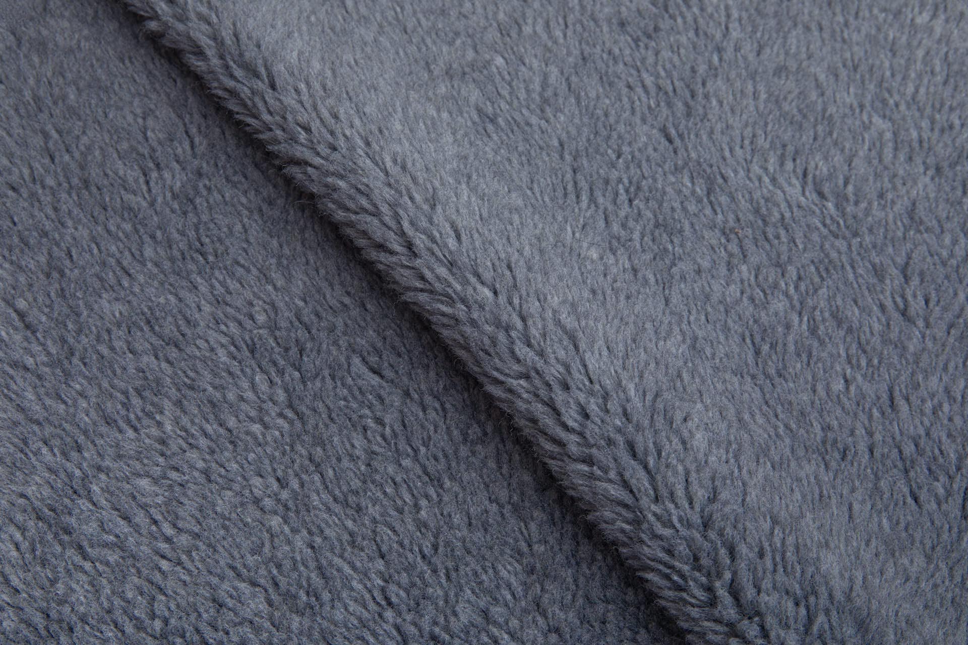 Faux Fur Backed Suedette - Gunmetal Grey on Ecru fabric, image 2 of 6