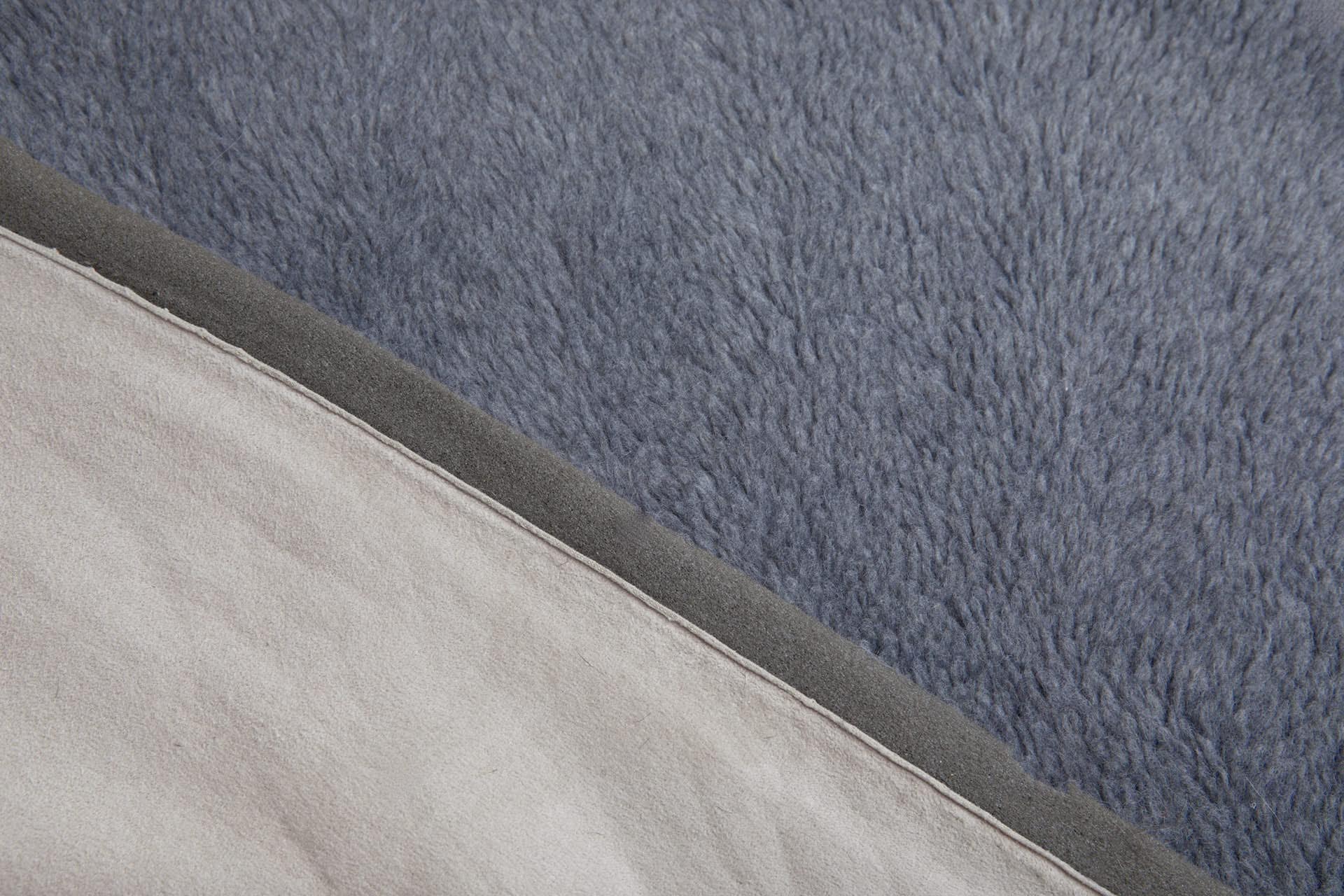 Faux Fur Backed Suedette - Gunmetal Grey on Ecru fabric