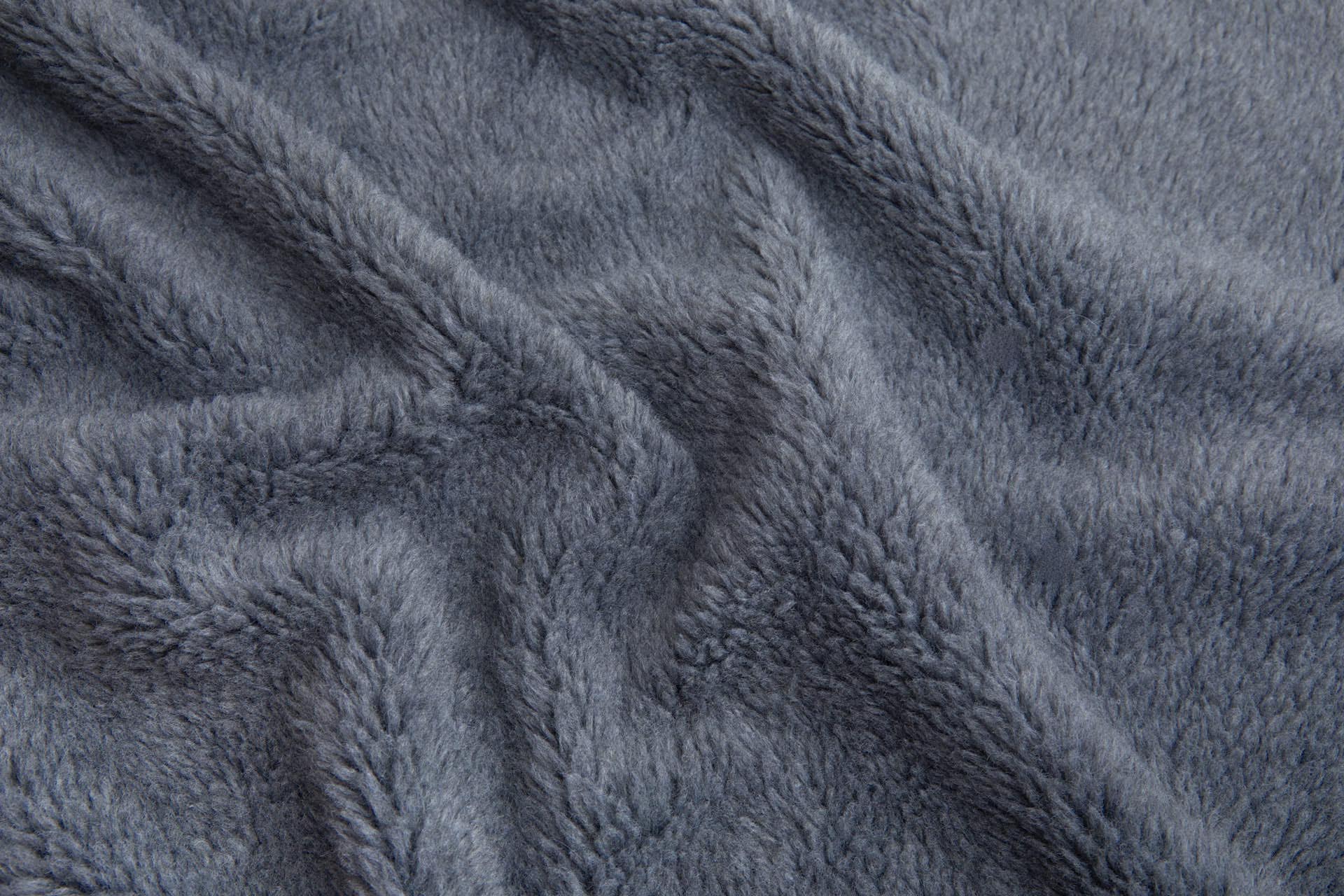 Faux Fur Backed Suedette - Gunmetal Grey on Ecru fabric, image 4 of 6