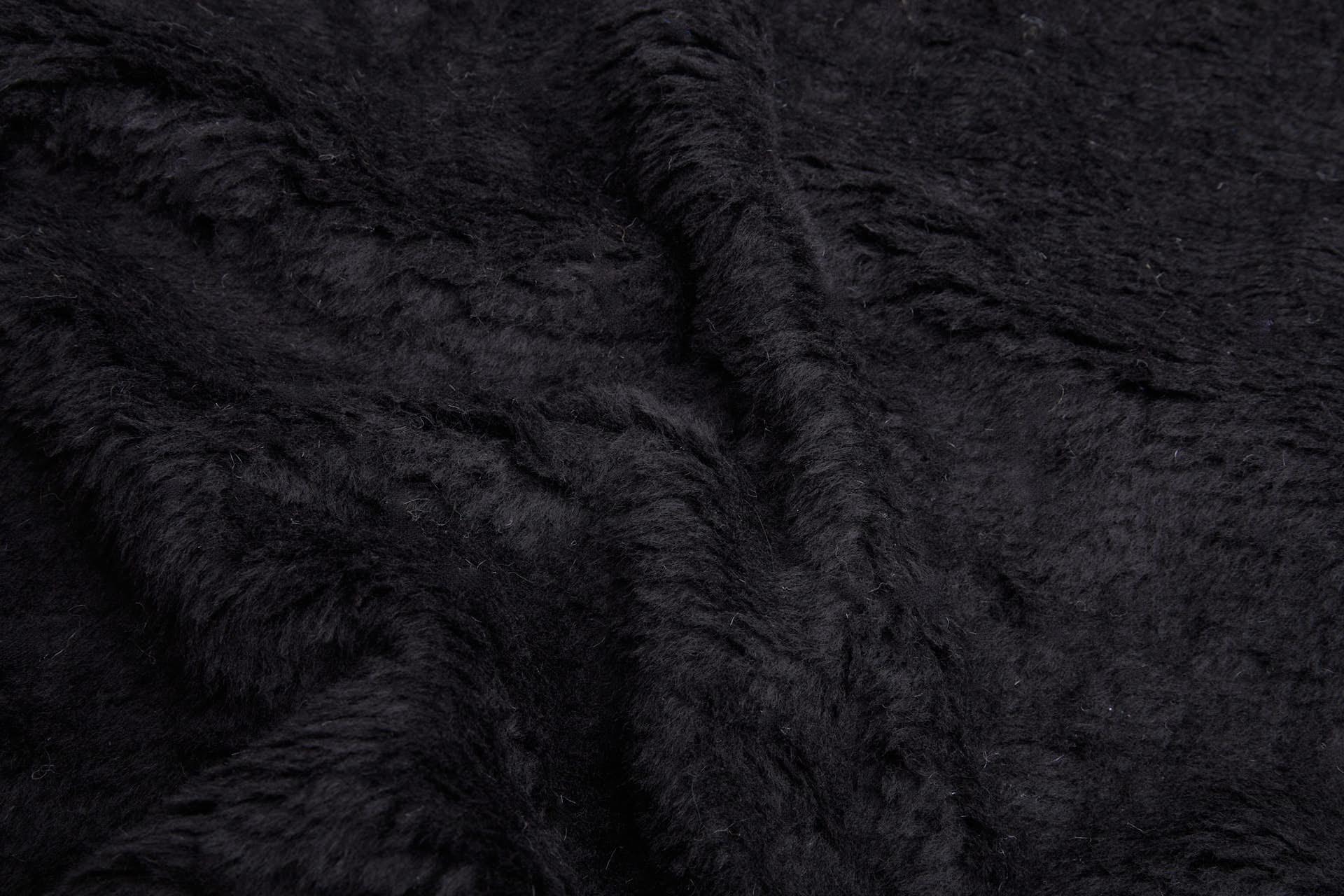 Faux Fur Backed Suedette - Black on Black fabric, image 3 of 5