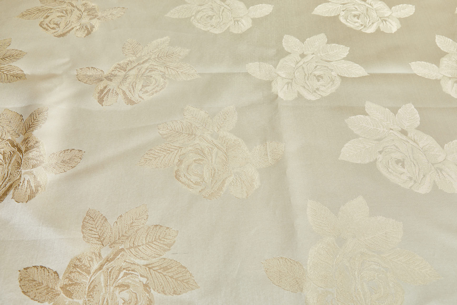 Vintage Large Roses Satin Organza Jacquard - Champagne Gold fabric, image 11 of 11