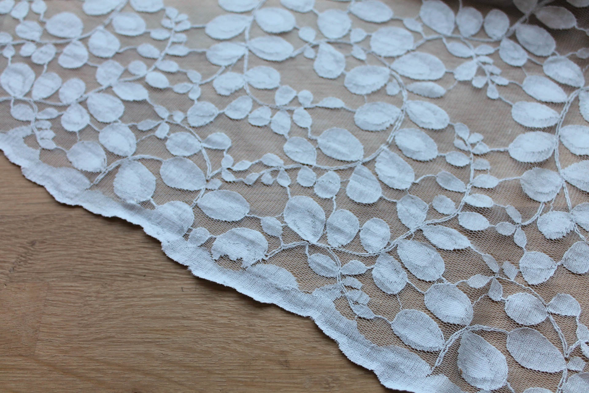 Leaf Pattern Lace - Pale Grey fabric, image 2 of 6