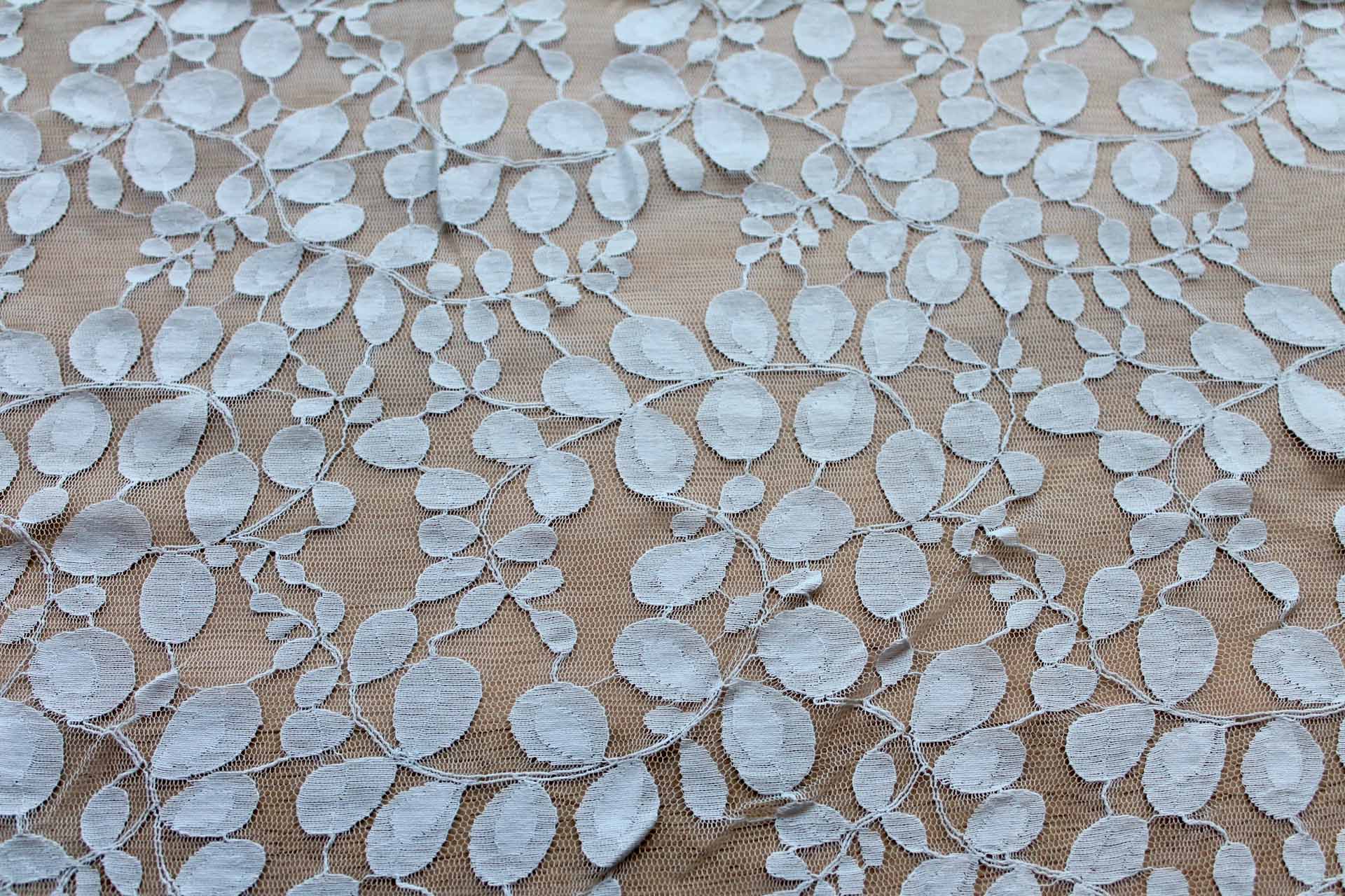 Leaf Pattern Lace - Pale Grey fabric, image 4 of 6