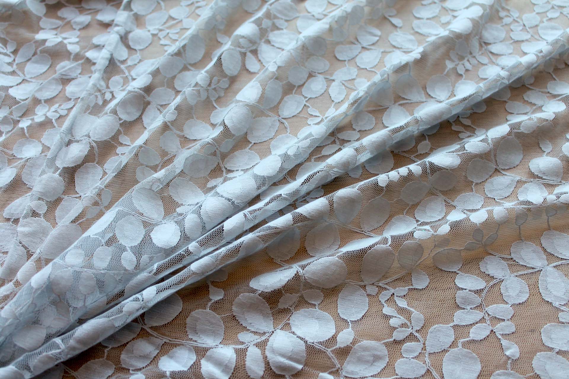 Leaf Pattern Lace - Pale Grey fabric