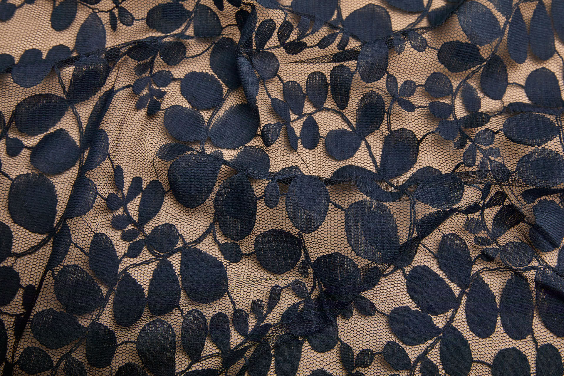 Leaf Pattern Lace - Black fabric, image 3 of 10