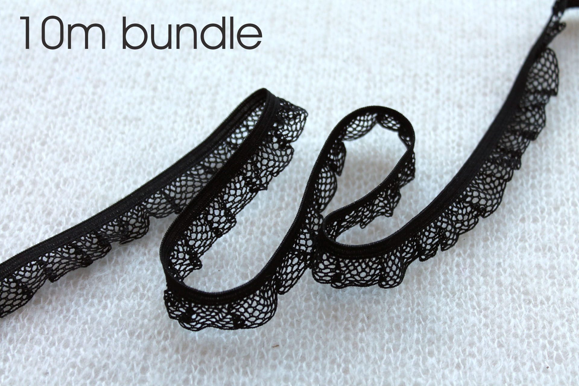 Frill Elastic - Black 15mm - 10m BUNDLE trim