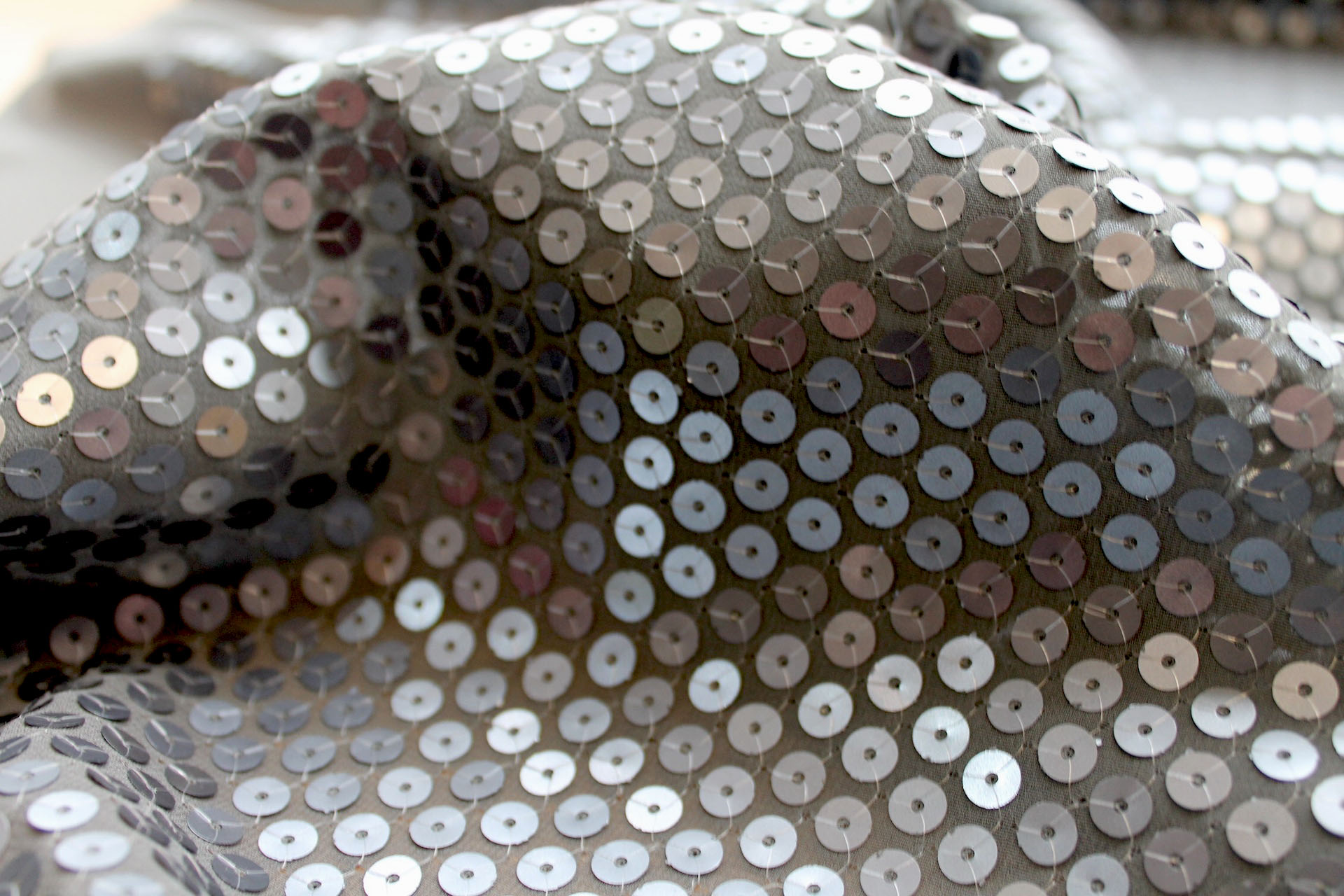 Sequin On Nylon Chiffon - Gunmetal fabric, image 2 of 7