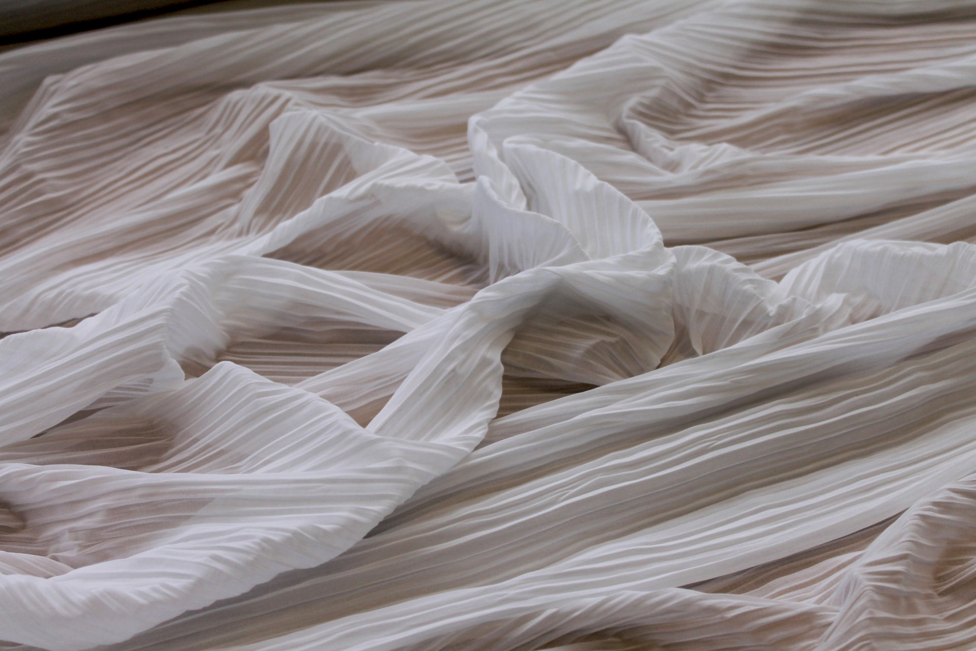 Pleated Polyester Chiffon - White fabric, image 2 of 6
