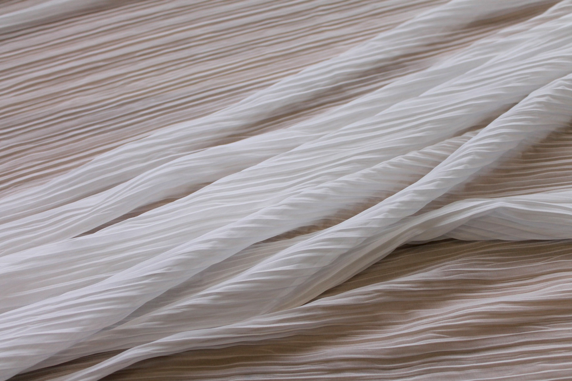 Pleated Polyester Chiffon - White fabric, image 3 of 6