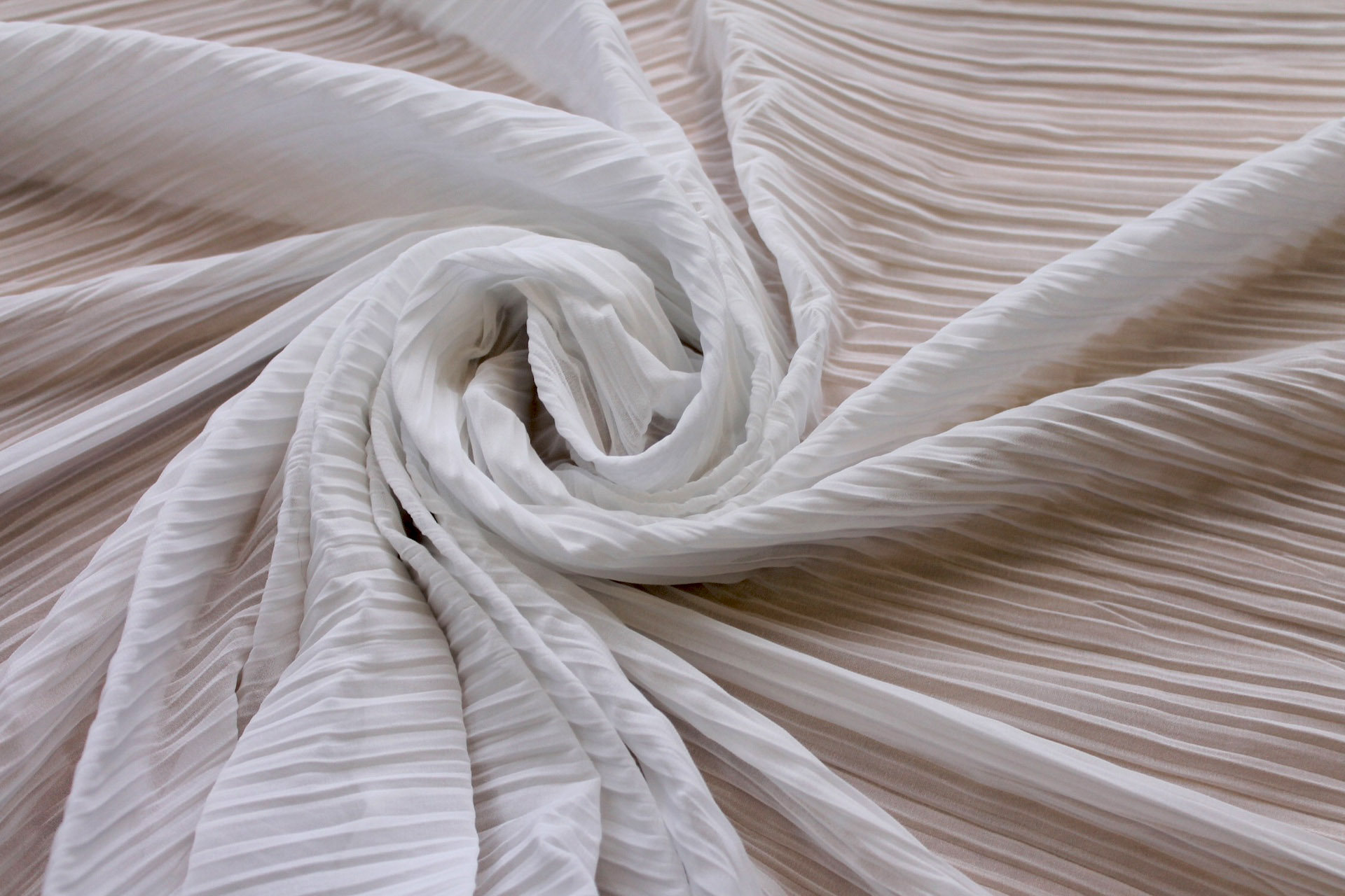 Pleated Polyester Chiffon - White fabric, image 4 of 6
