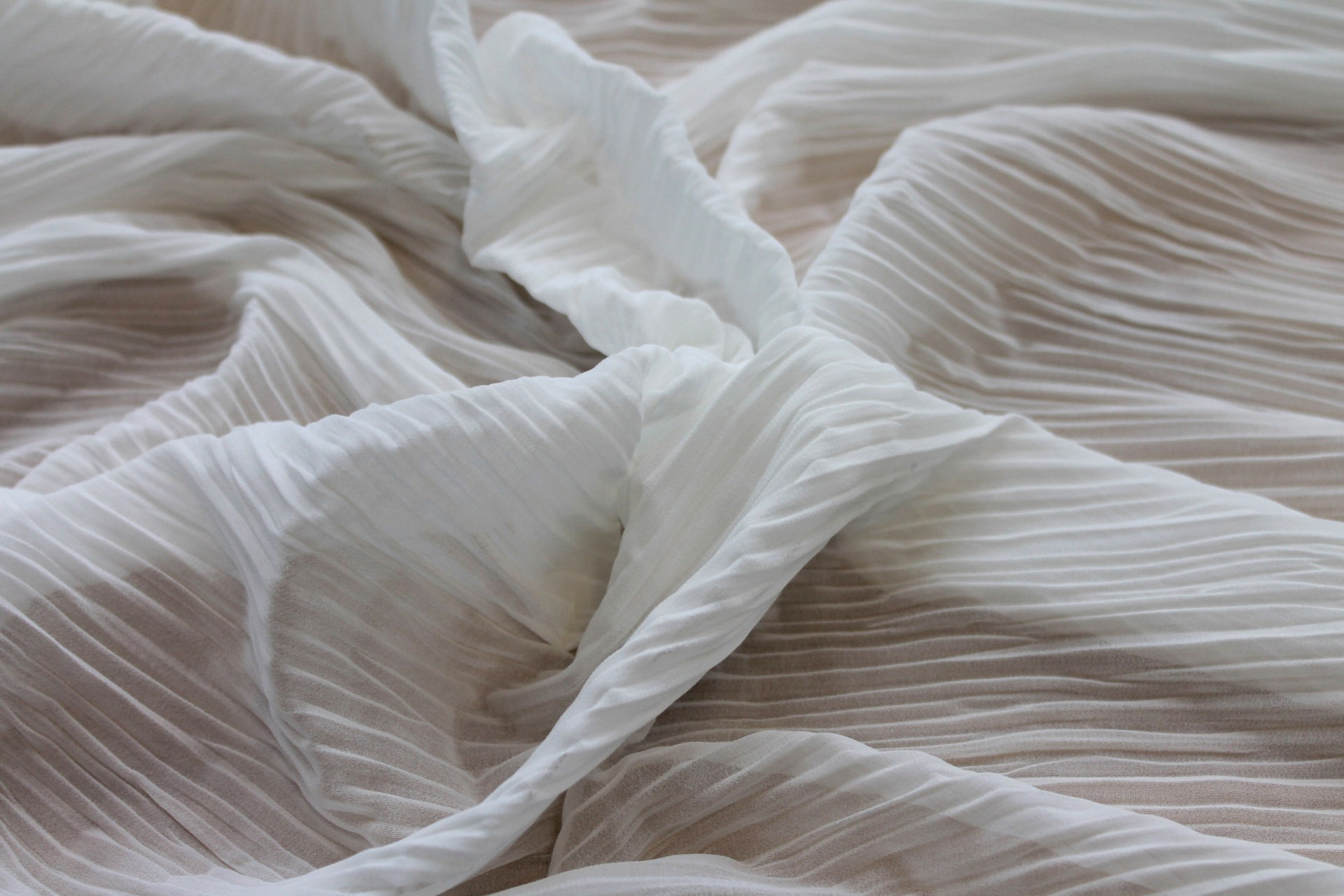 Pleated Polyester Chiffon - Ivory fabric, image 3 of 7