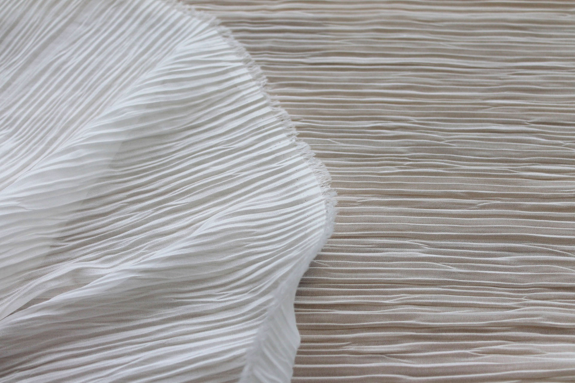 Pleated Polyester Chiffon - Ivory fabric, image 4 of 7