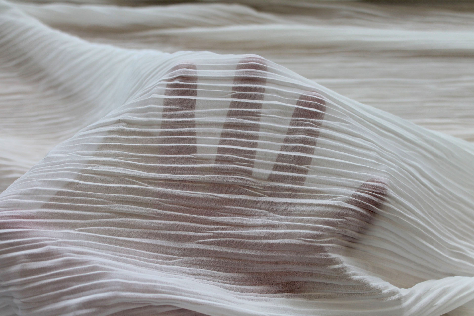 Pleated Polyester Chiffon - Ivory fabric, image 5 of 7