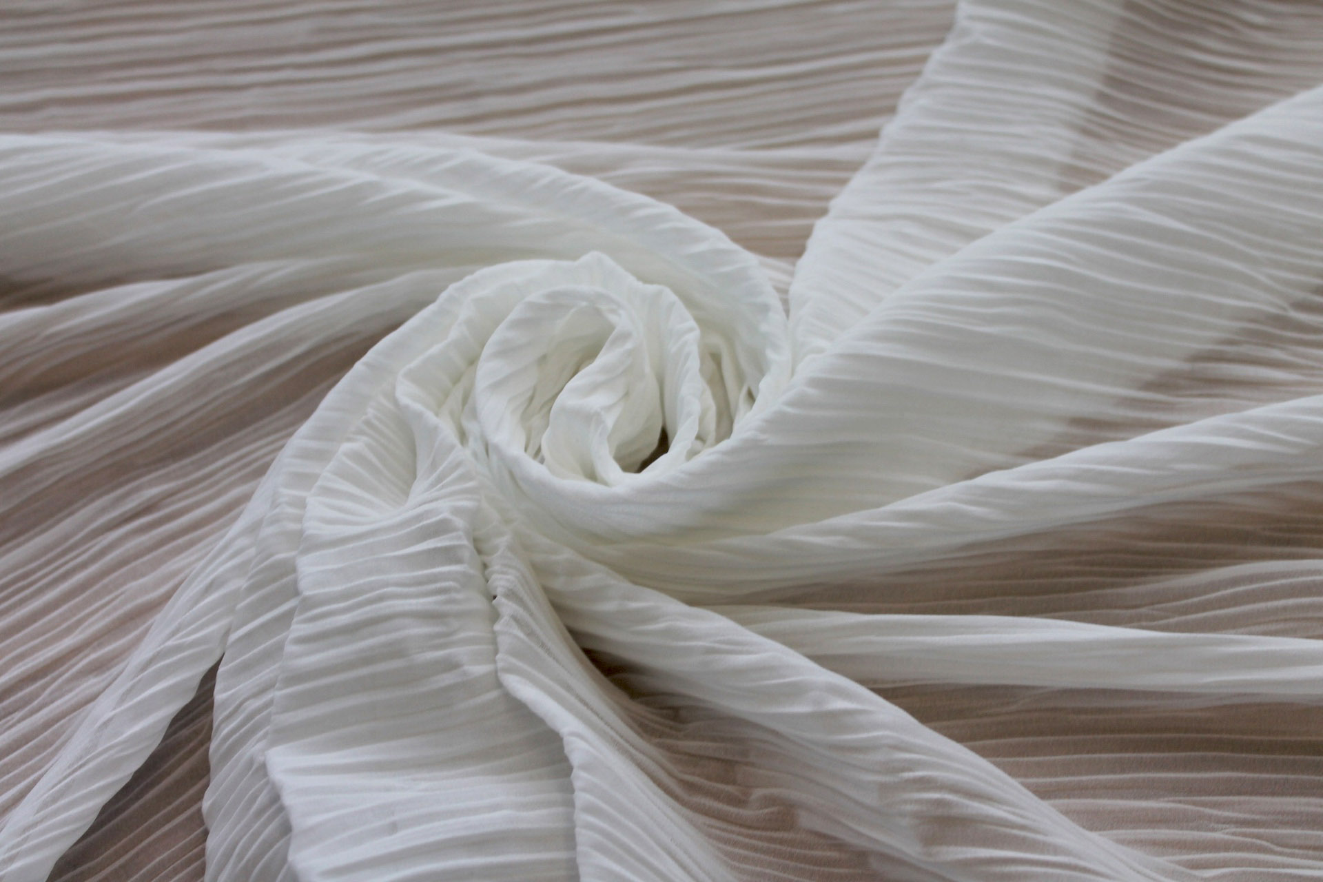 Pleated Polyester Chiffon - Ivory fabric, image 6 of 7