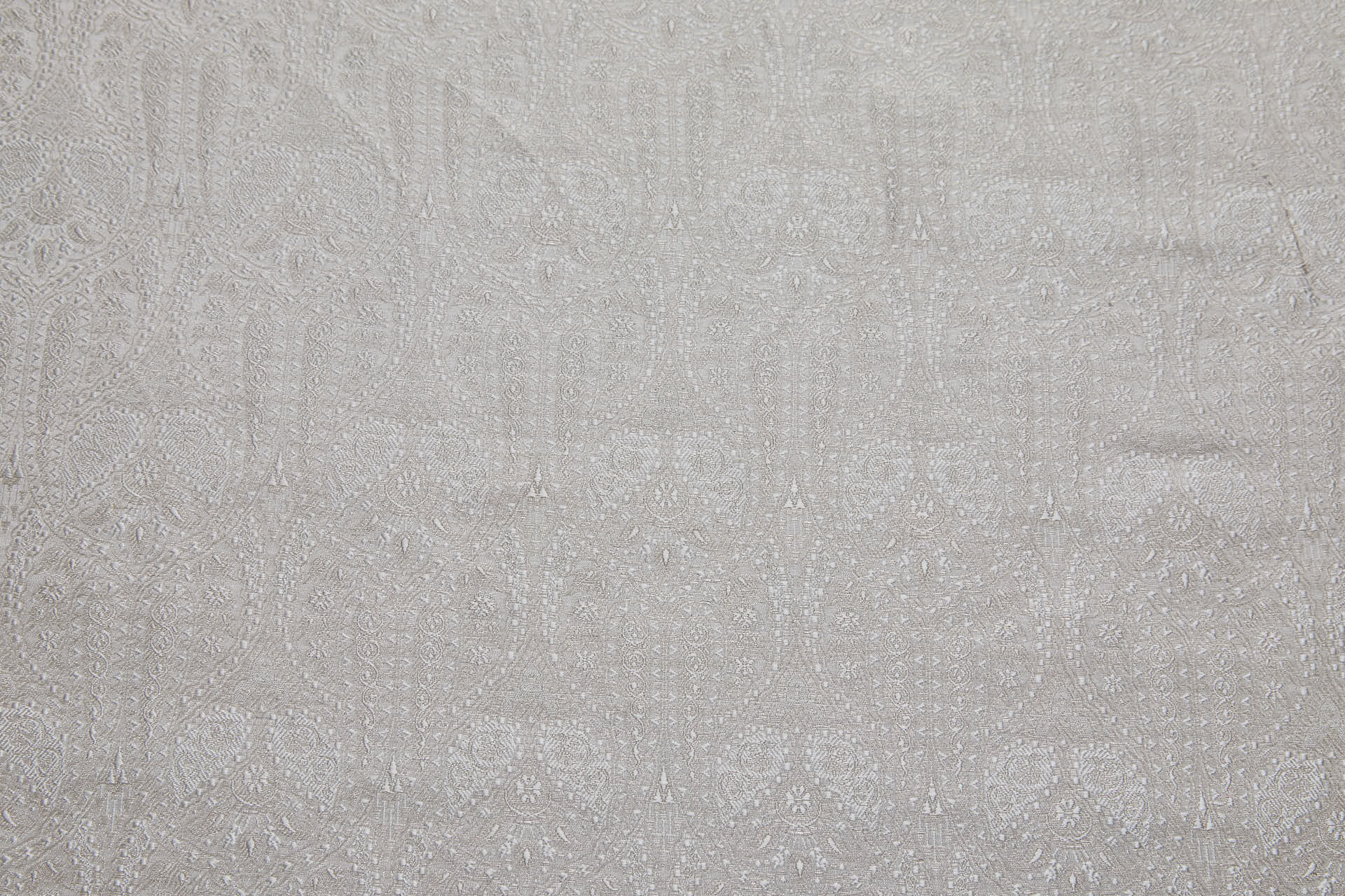Banaras Brocade - Off White & Silver Paisley fabric, image 5 of 10