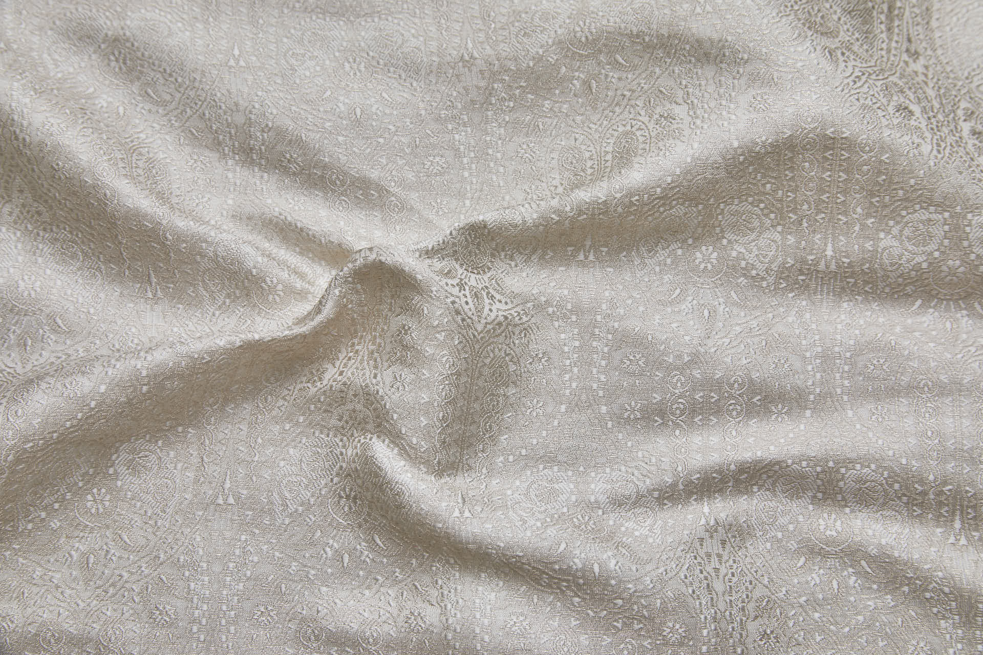 Banaras Brocade - Off White & Silver Paisley fabric, image 8 of 10