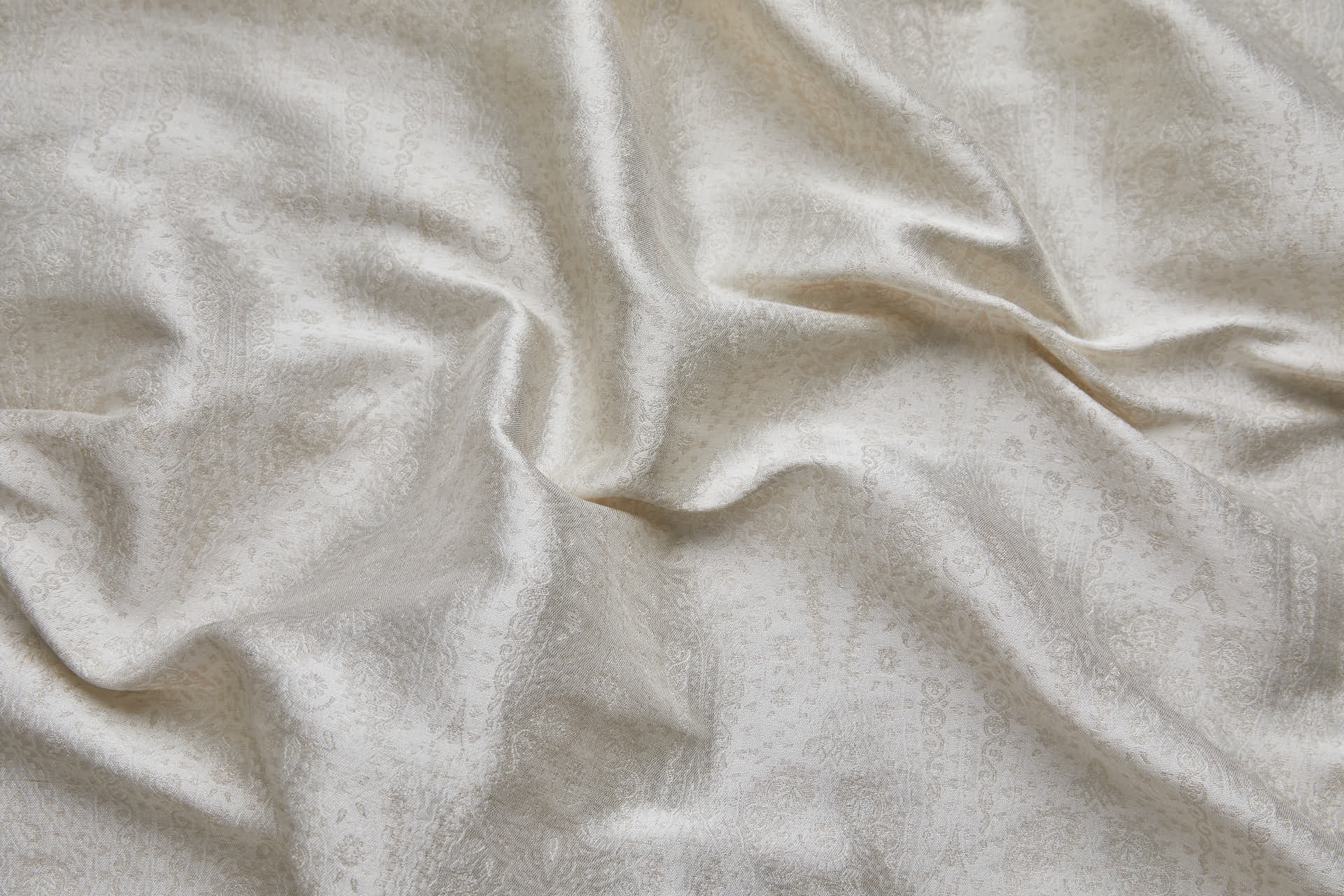 Banaras Brocade - Off White & Silver Paisley fabric, image 4 of 10