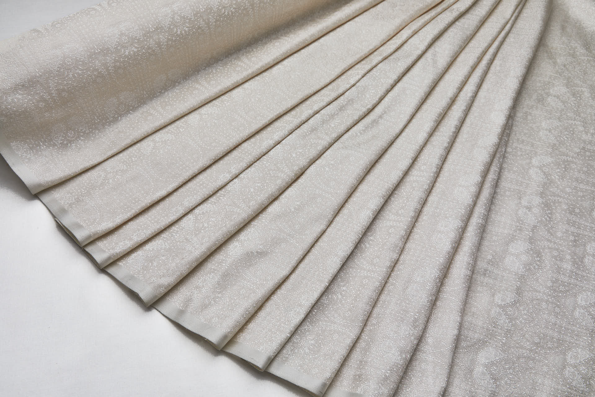 Banaras Brocade - Off White & Silver Paisley fabric