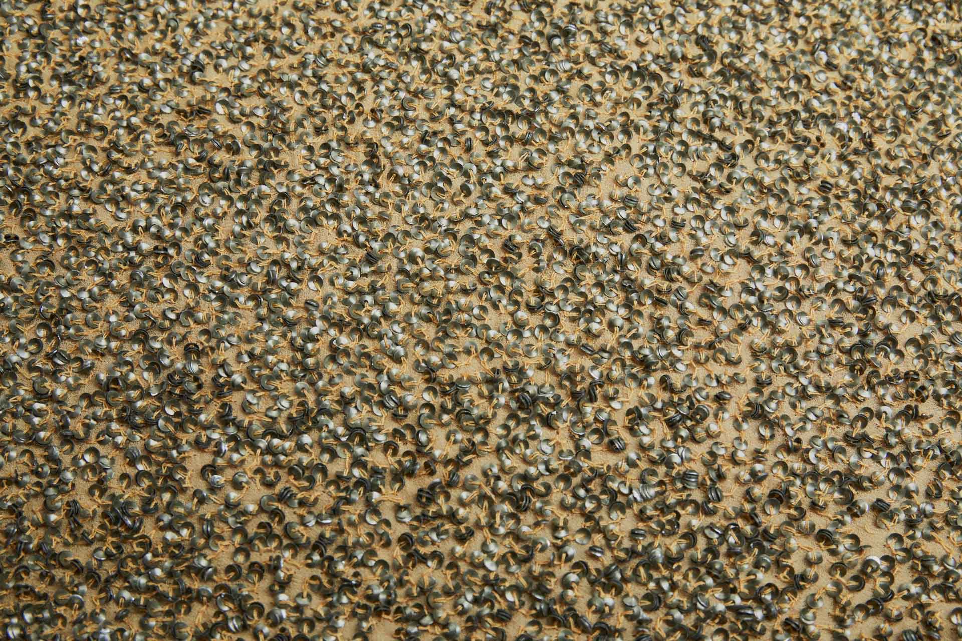 Sequin Encrusted Silk Chiffon - Tarnished Silver Ochre fabric, image 7 of 7
