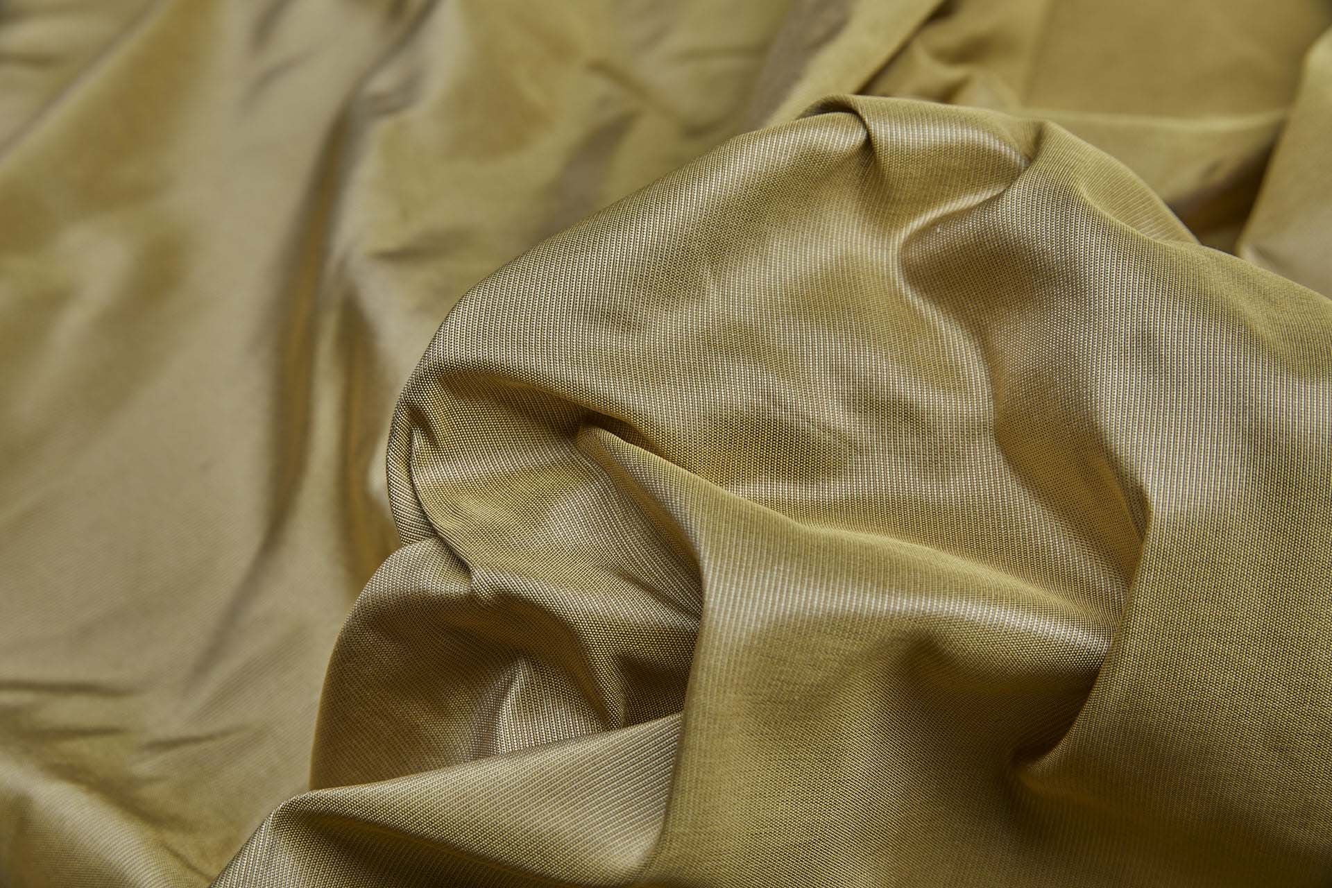 Heavy Weight Silk Taffeta - 3-Tone - Antique Gold, Mushroom and Oyster fabric, image 5 of 8