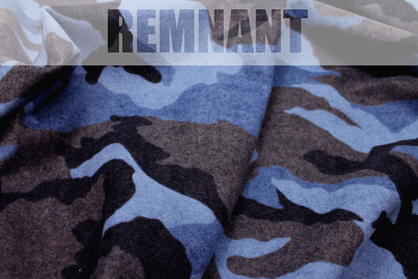 Camo Print Wool - Blue Grey - 0.65m Piece fabric