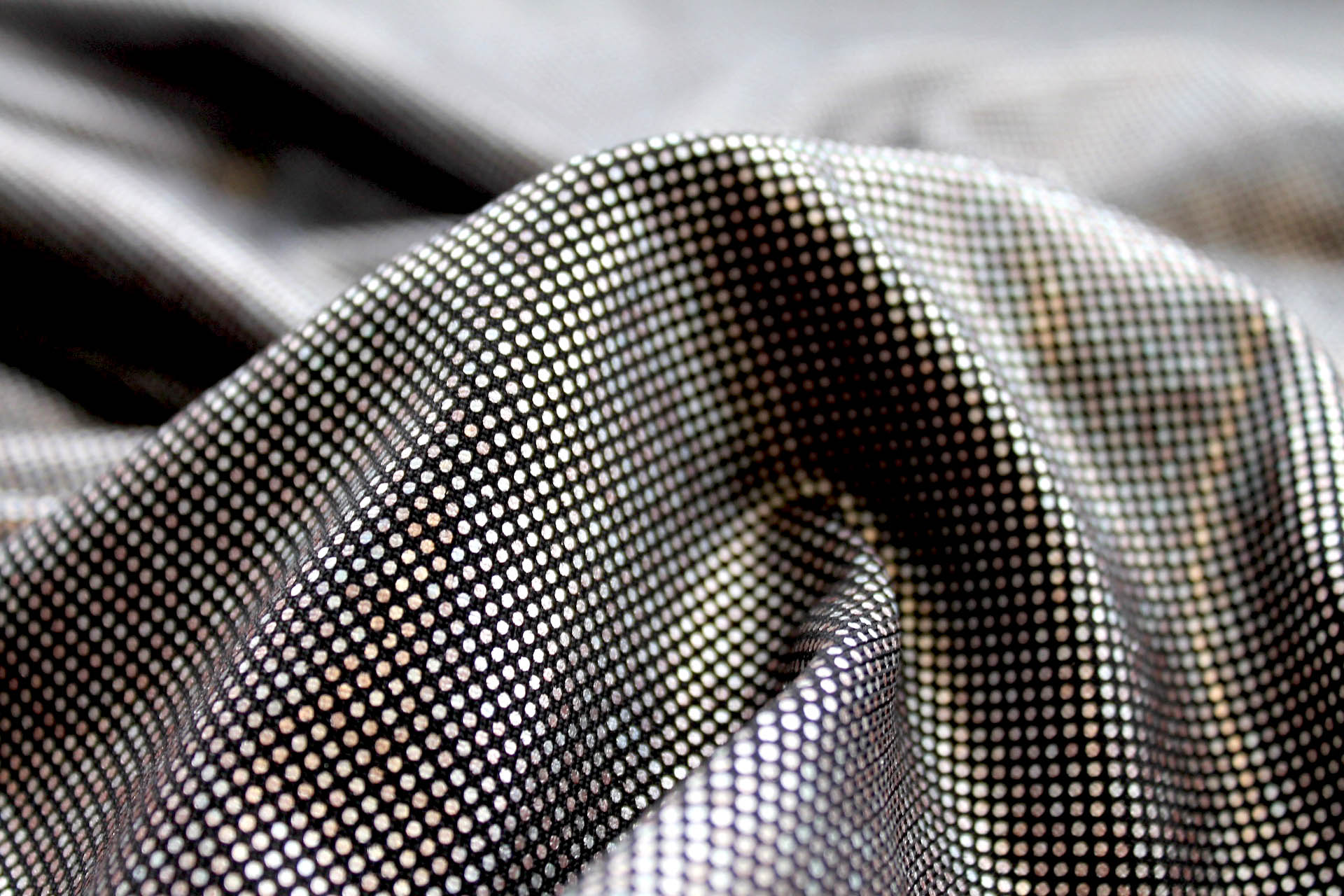 Foil Printed Jersey - Black Silver Holographic fabric