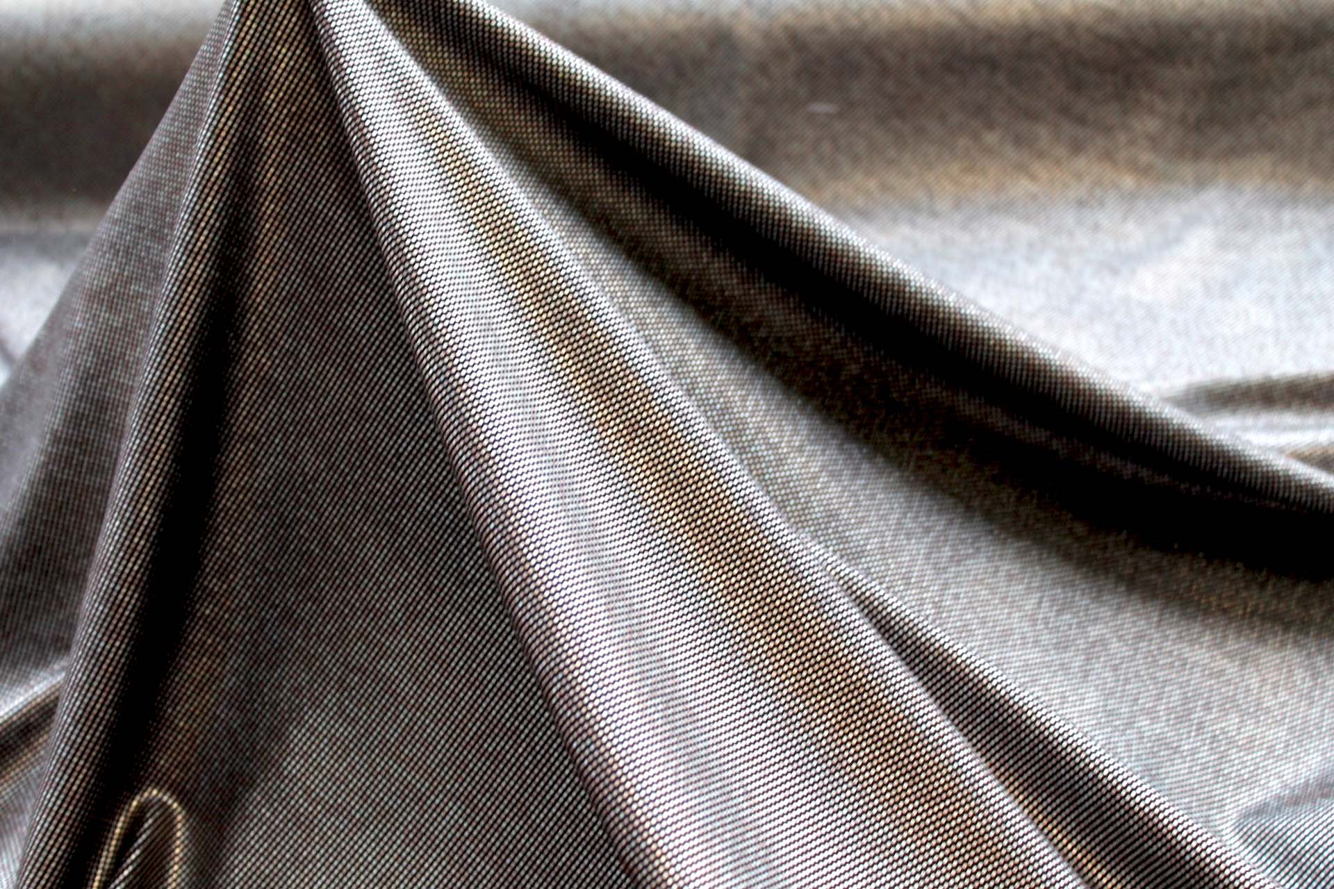 Foil Printed Jersey - Black Silver Holographic fabric, image 3 of 4