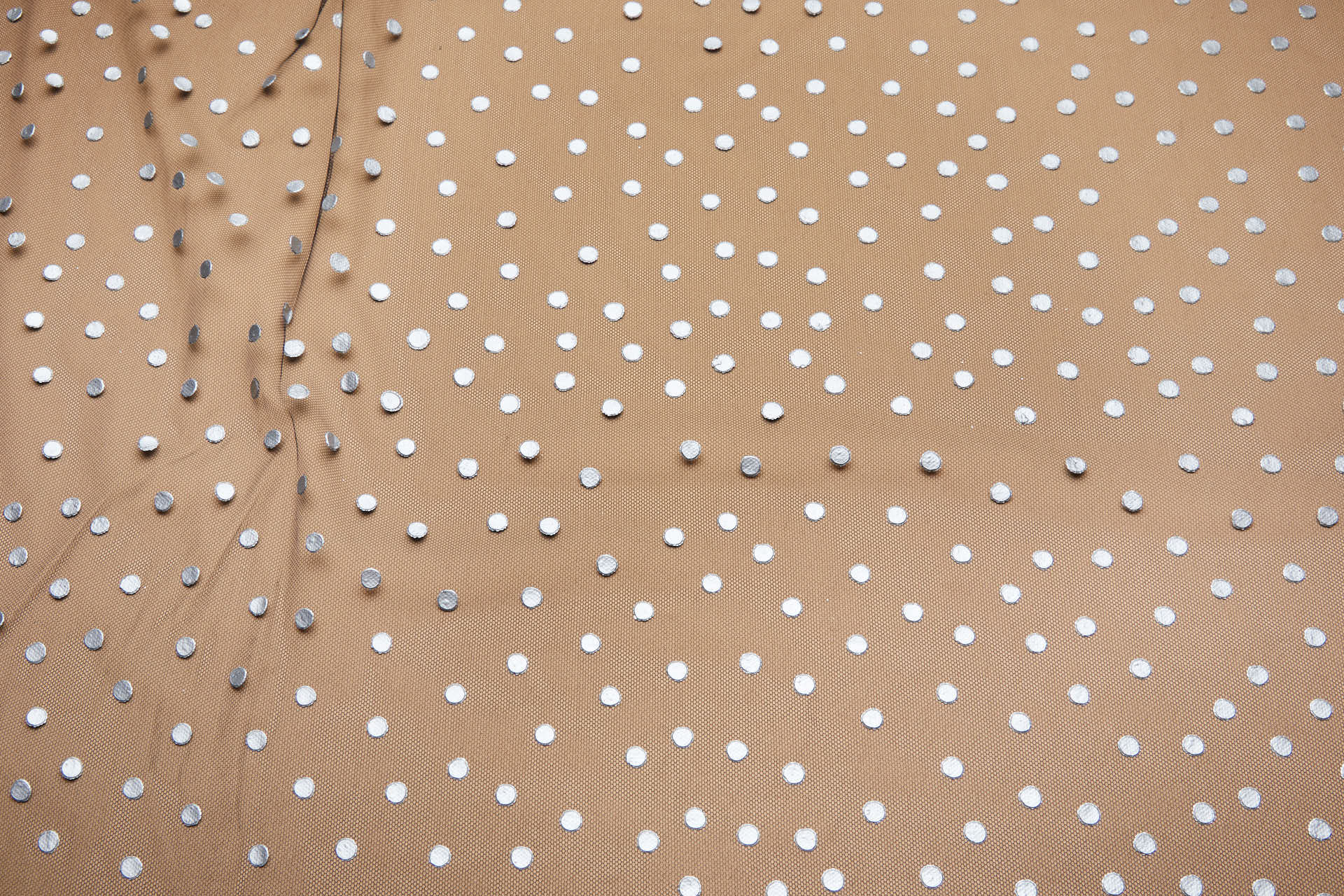 Printed Silver Polka Dots on Black Illusion Tulle fabric, image 9 of 9