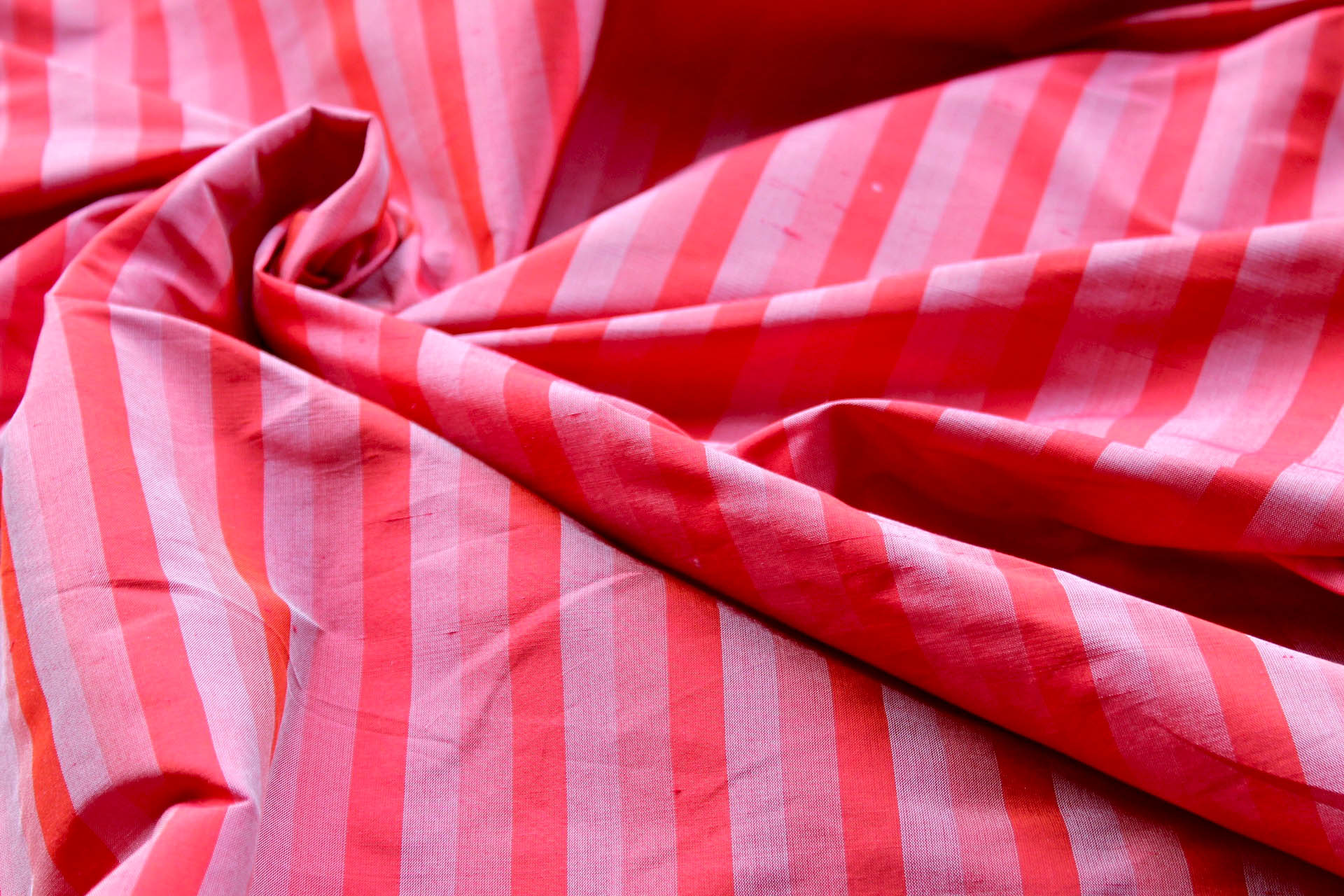 Wide Striped Silk Dupion - Tomato fabric, image 2 of 4